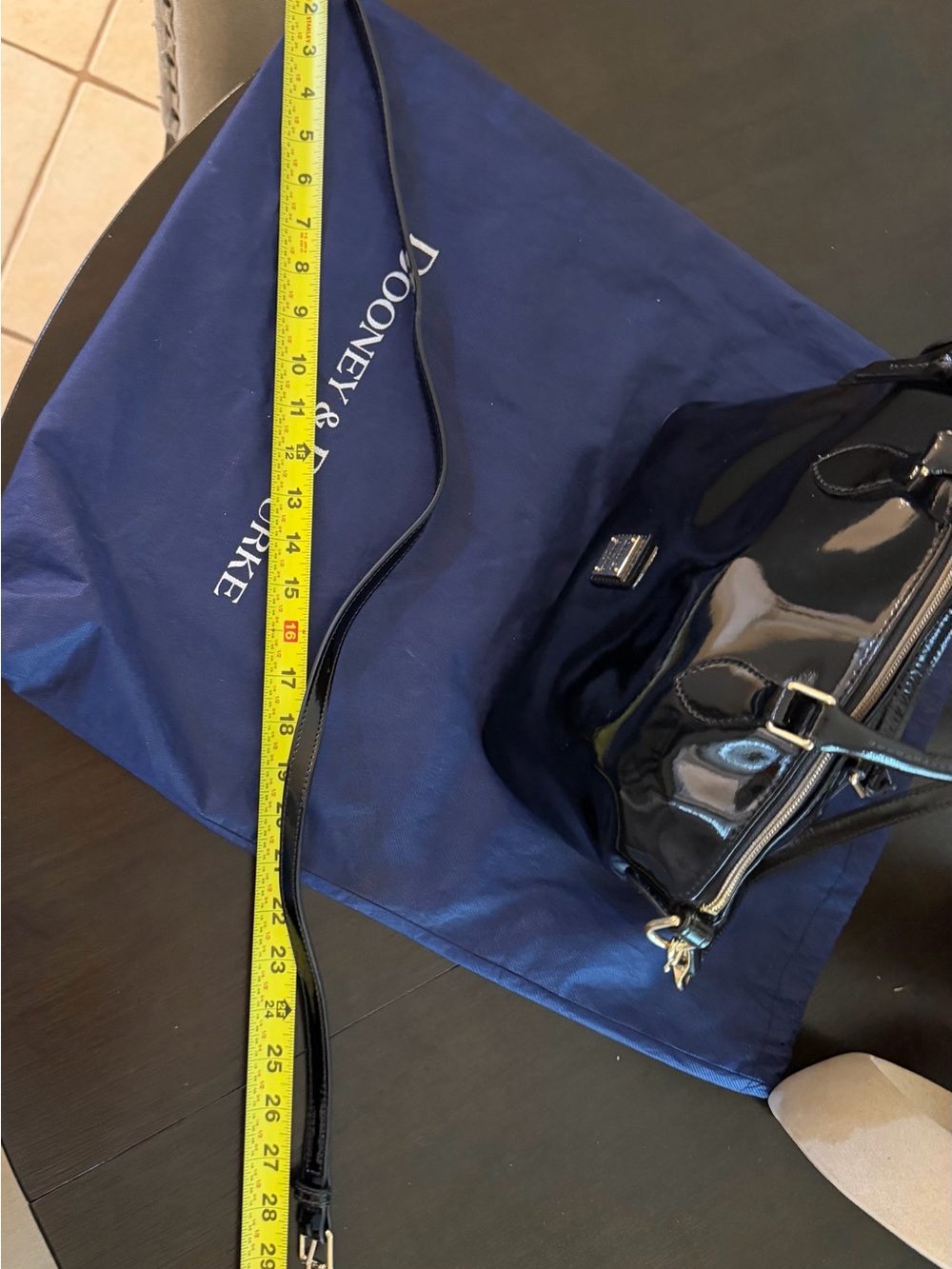 Dooney & Bourke Black Patent Leather Dome Satchel with Crossbody Strap - Picture 12 of 12